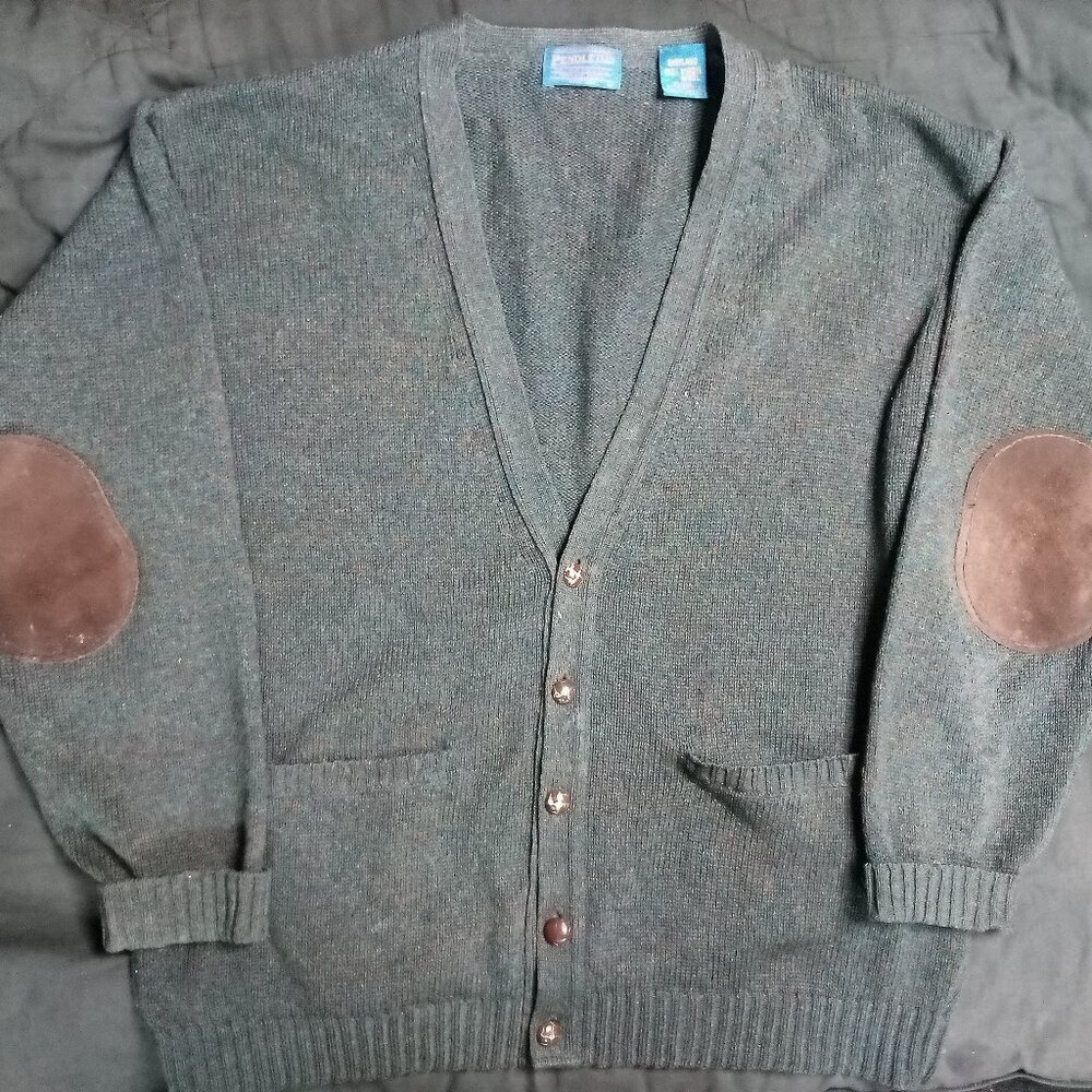Vintage Pendleton Wool Cardigan Sweater Elbow Pads